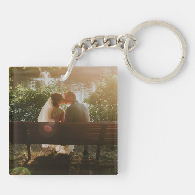 Photo Wedding Anniversary Personalised Calendar Key Ring (Back)