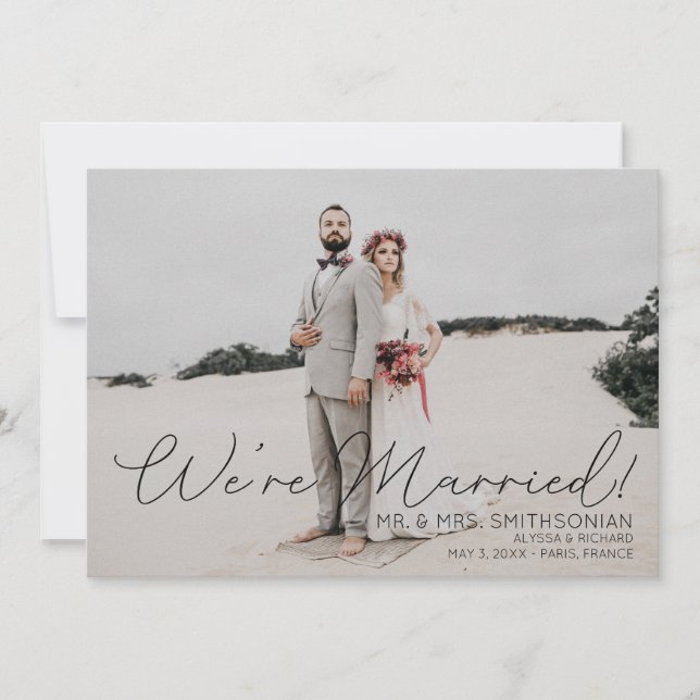Photo Wedding Announcement Black Typography (Front)