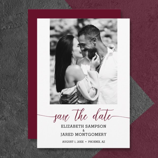 Photo Wedding Burgundy Save The Date (Creator Uploaded)