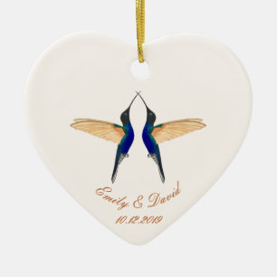 Photo Wedding Coronet Hummingbirds Ceramic Ornament