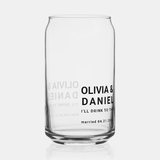 Photo Wedding Cups Can Glass (Front)