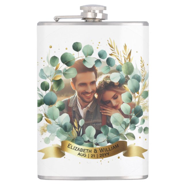 PHOTO Wedding Gift Newlyweds Anniversary Couples  Hip Flask (Front)