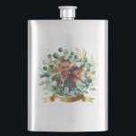 PHOTO Wedding Gift Newlyweds Anniversary Couples  Hip Flask<br><div class="desc">Greenery,  Eucalyptus leaves themed photo gift,  event,  partyware item.</div>