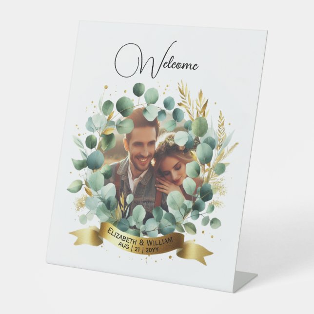 PHOTO Wedding Gift Newlyweds Anniversary Couples  Pedestal Sign (Front)