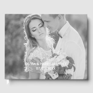Photo Wedding Guest Book - White Text Overlay