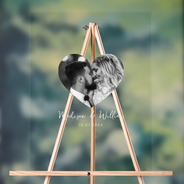 Photo Wedding Guest Signature Board Acrylic Sign (Neutral)