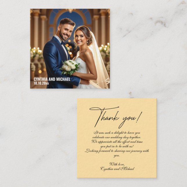 Photo Wedding Handwritten Thank You Card Note (Front/Back)