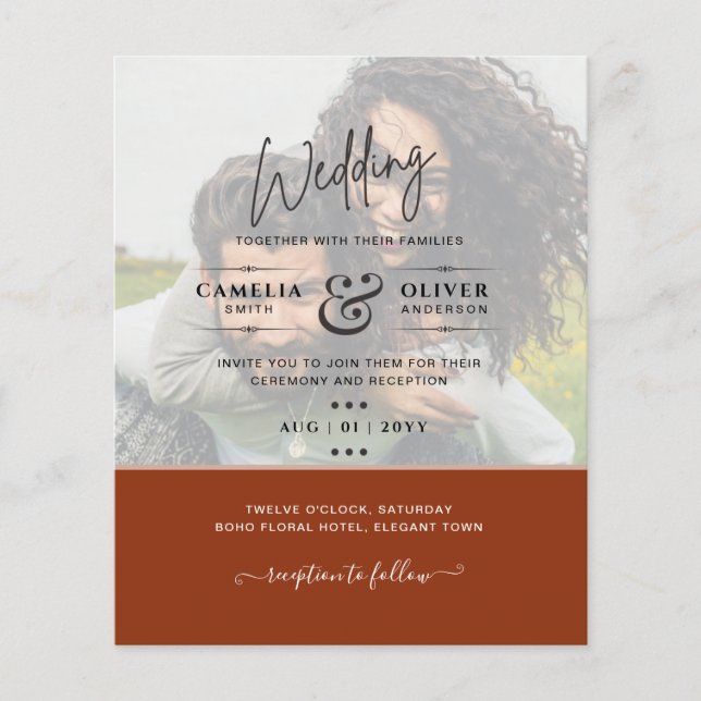 PHOTO WEDDING INVITATION Budget Overlay Text LeahG Flyer (Front)