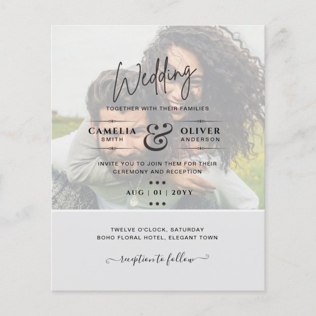 PHOTO WEDDING INVITATION Budget Overlay Text LeahG Flyer (Front)