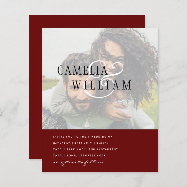 PHOTO Wedding Invitation Engagement Save the Date (Front/Back)
