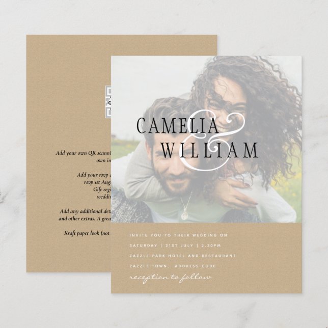 PHOTO Wedding Invitation Engagement Save the Date (Front/Back)