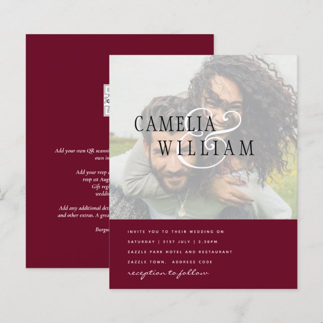PHOTO Wedding Invitation Engagement Save the Date (Front/Back)