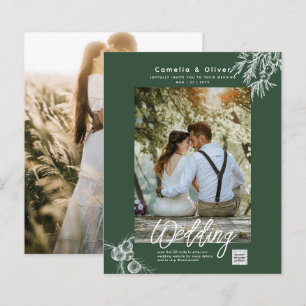 Photo Wedding Invitation JUNIPER GREEN Modern