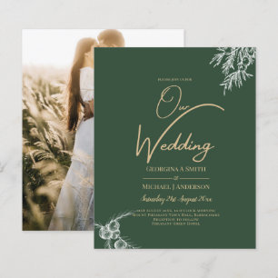 Photo Wedding Invitation JUNIPER GREEN Modern