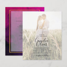 PHOTO WEDDING INVITATION Magenta Purple Gold INK