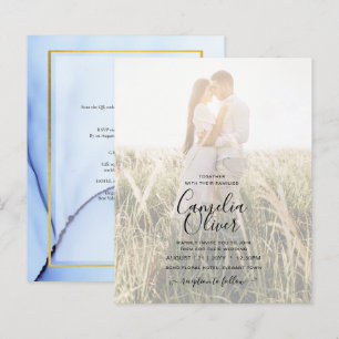PHOTO WEDDING INVITATION Navy Blue Gold INK LeahG