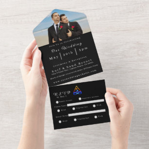 Photo Wedding Invitation-Twin Flame Symbol-LGBTQ- All In One Invitation