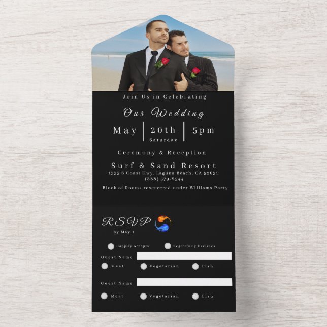 Photo Wedding Invitation-Twin Flame Wedding-LGBTQ- All In One Invitation (Inside)