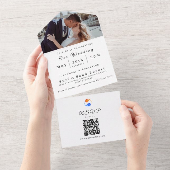 Photo Wedding Invitation-Twin Flame Wedding Theme- All In One Invitation (Tearaway)