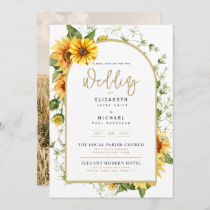 Photo Wedding Invitation with Sunflowers
