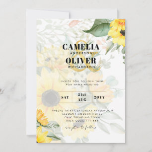 Photo Wedding Invitation with Sunflowers