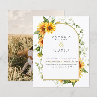 Photo Wedding Invitation with Sunflowers