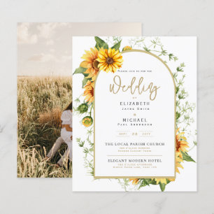 Photo Wedding Invitation with Sunflowers