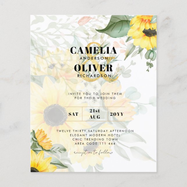 Photo Wedding Invitation with Sunflowers Flyer (Front)