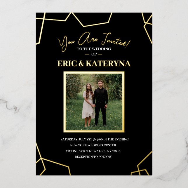 Photo Wedding Invitations | Gold Foil Accents (Front)