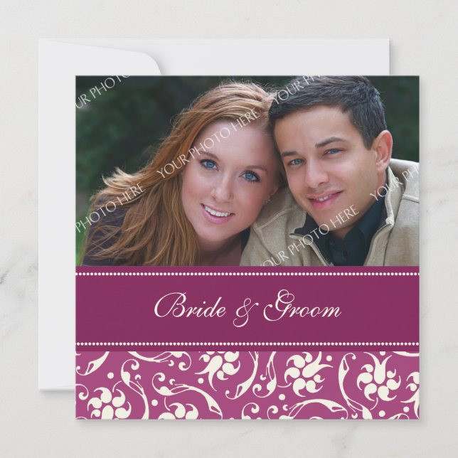 Photo Wedding Invitations Pink Cream Pattern (Front)