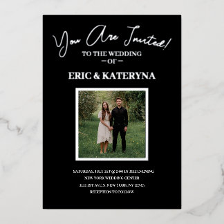 Photo Wedding Invitations | Silver Foil Accents