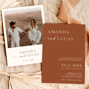 Photo Wedding Invite, Terracotta Modern Minimalist Invitation