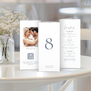 Photo Wedding Menu Table No Blue Text Trifold