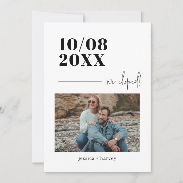 Photo Wedding Minimalist Elopement Announcement (Front)