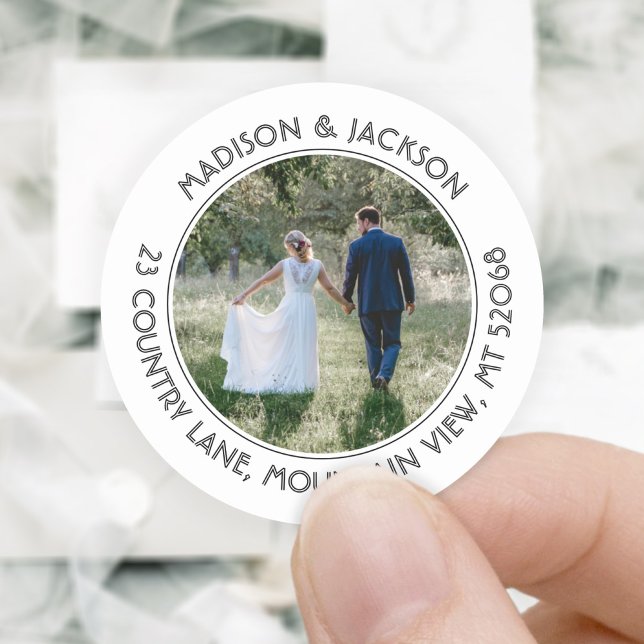 Photo Wedding Modern White Return Address Labels (Creator Uploaded)