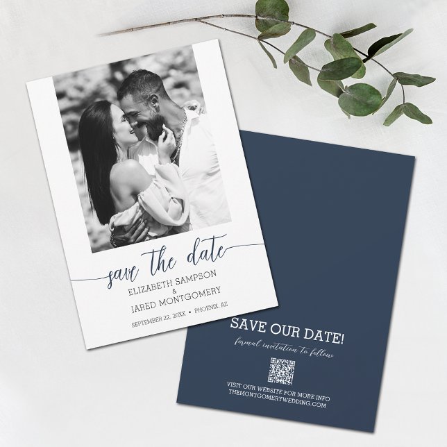 Photo Wedding Navy Blue Save The Date (Creator Uploaded)