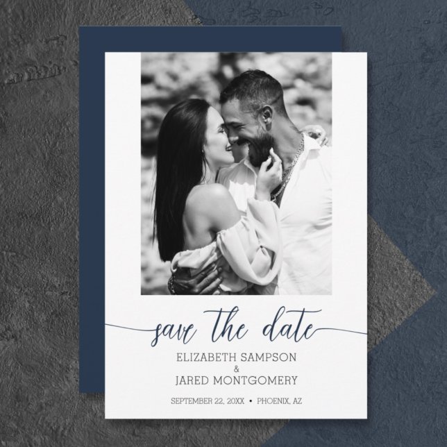 Photo Wedding Navy Blue Save The Date (Creator Uploaded)