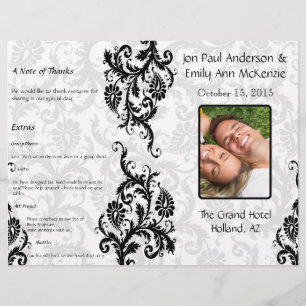 Photo Wedding Program Black Damask