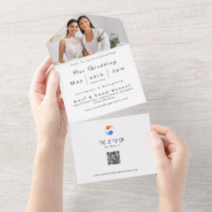 Photo Wedding -QR Code-LGBTQ-Twin Flames- All In One Invitation