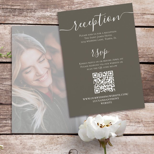 Photo Wedding RSVP Card Neutral Brown (Creator Uploaded)