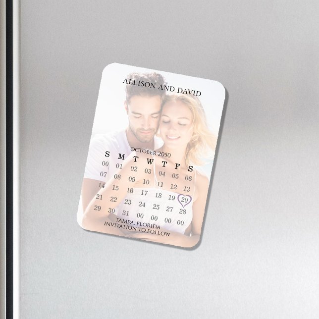 Photo Wedding Save the Date Calendar Magnet (Wedding save-the-date photo magnet with calendar template. )
