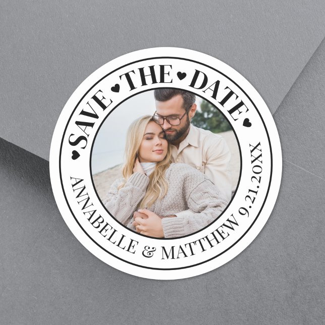 Photo Wedding Save The Date Classic Round Sticker (Photo Wedding Save The Date Classic Round Sticker)
