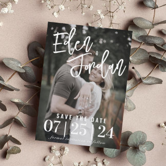 Photo Wedding Save the Date | Faux Vellum Overlay  Invitation