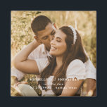 Photo Wedding Save the Date Square Magnet<br><div class="desc">Photo  Save the Date.  Wedding. Modern Font.  Magnet.  Couple Photo.  Square.</div>