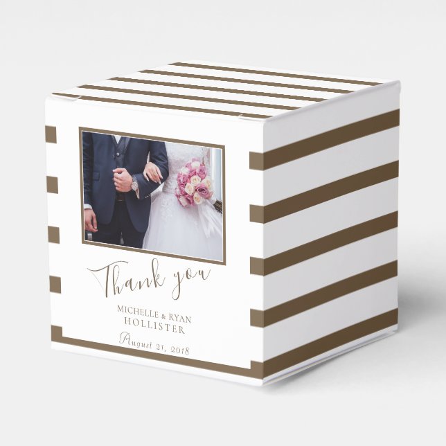 Photo Wedding Stripes Thank you Personalizable Favour Box (Front Side)