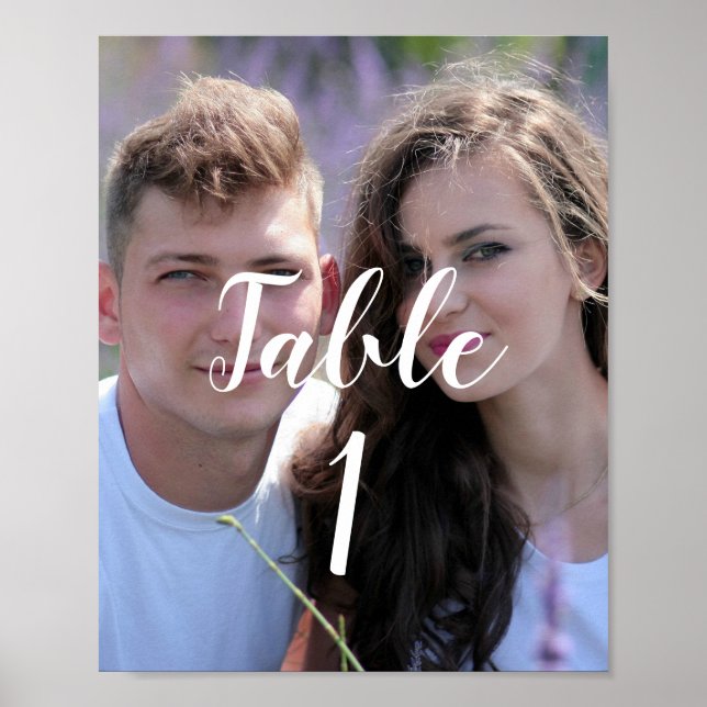 Photo Wedding Table Number Sign (Front)