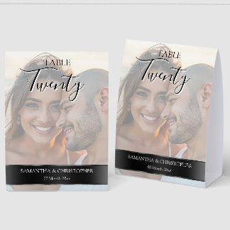 Photo Wedding Table Number with Black band