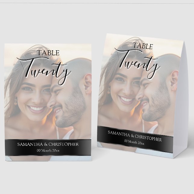 Photo Wedding Table Number with Black band (Front/Back)