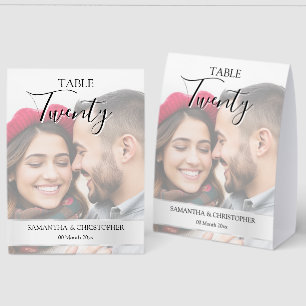 Photo Wedding Table Number with Faux Silver Band  