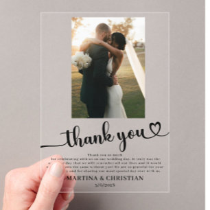 Photo Wedding Thank you  Acrylic Invitations